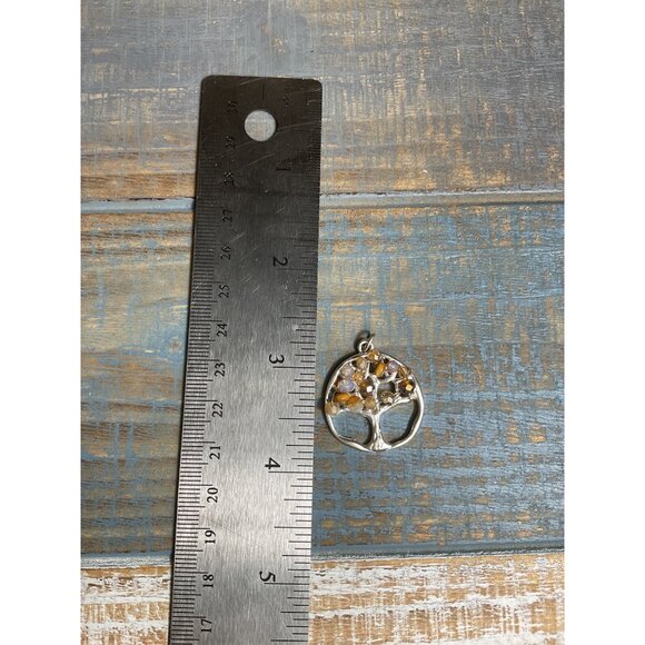 Tree Of Life Pendant With Gemstones Silver Tone - Picture 2 of 3
